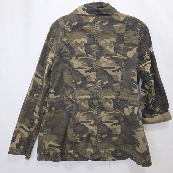 Womens Camo Jacket Utility Cargo Floral Embroidered Cotton Med Ashley by 26 Intl - Picture 3 of 14